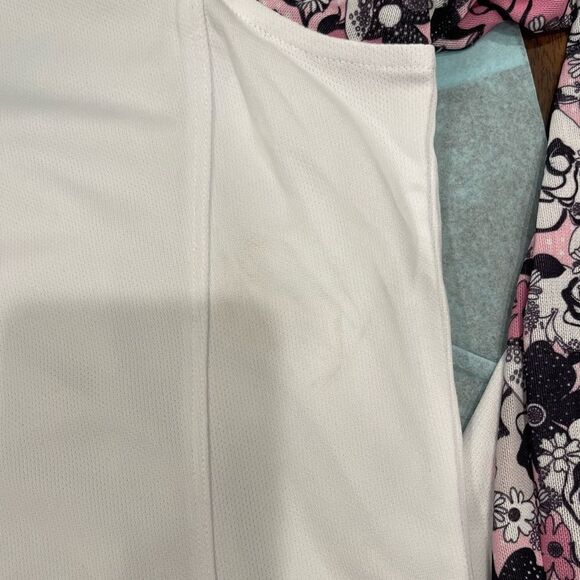 Daily Sports White Long Sleeve Floral Mesh Collard Top.SizeXL - Picture 4 of 11